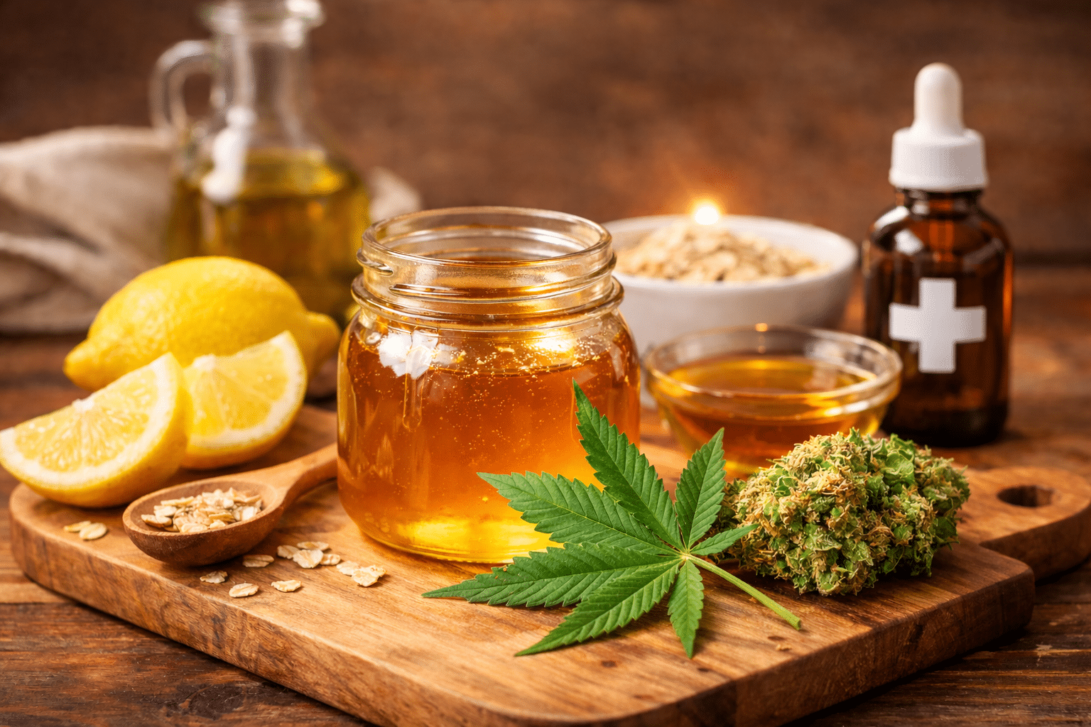 Cannabis honey with fresh ingredients for easy edible recipes